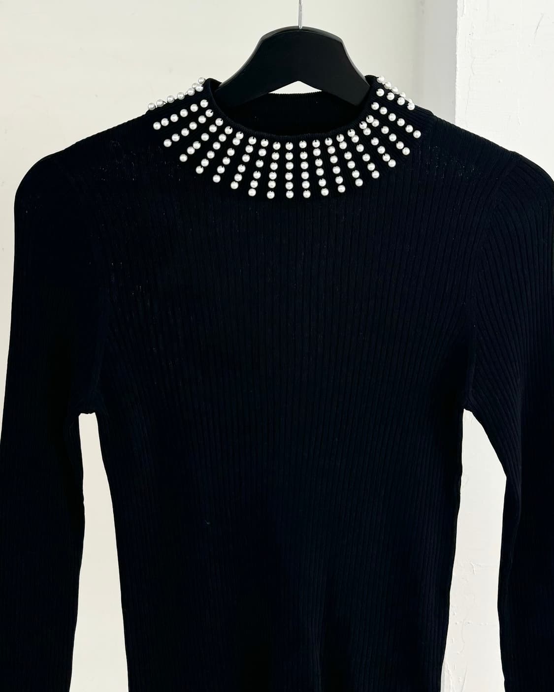 산드로 수제트 진주 칼라 골지 니트 상품이미지2