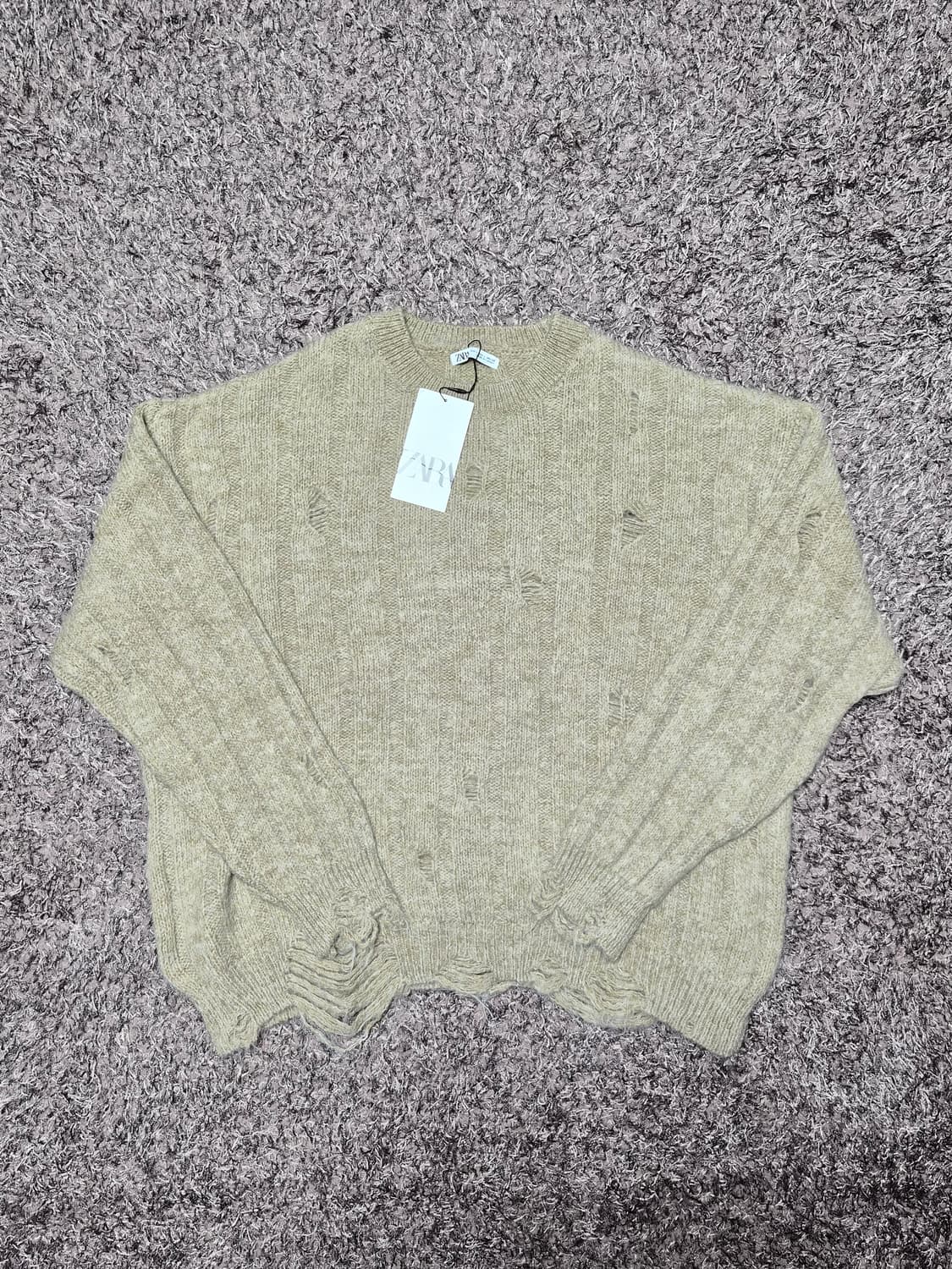 (새상품)자라 데미지 니트 L 상품이미지1