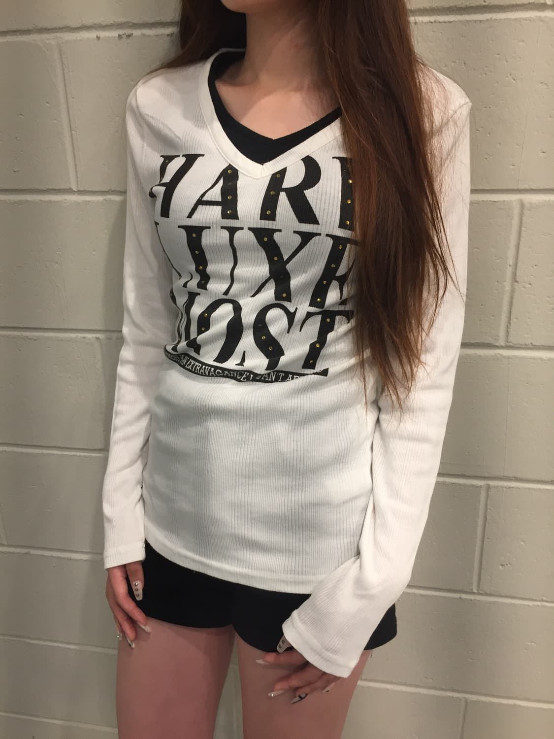 “BODY WAVE” Punk layered V-neck  상품이미지3