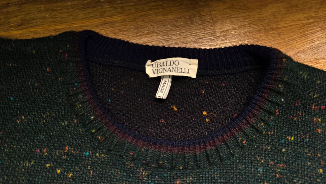 빈티지 퓨어울 자수 니트 L , Made In Italy 이태리 상품이미지4