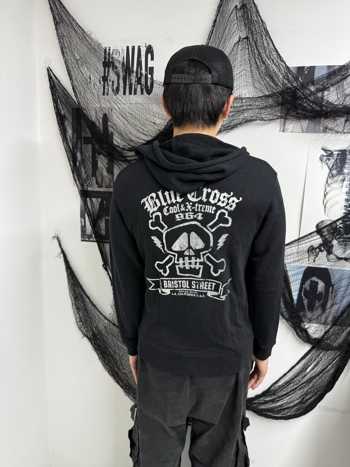 00s skull printing hood zip up 상품이미지5