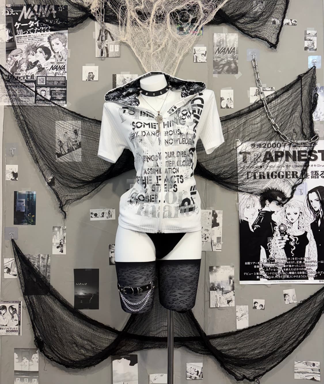 PUNK lettering halfsleeve hood zip up 상품이미지2