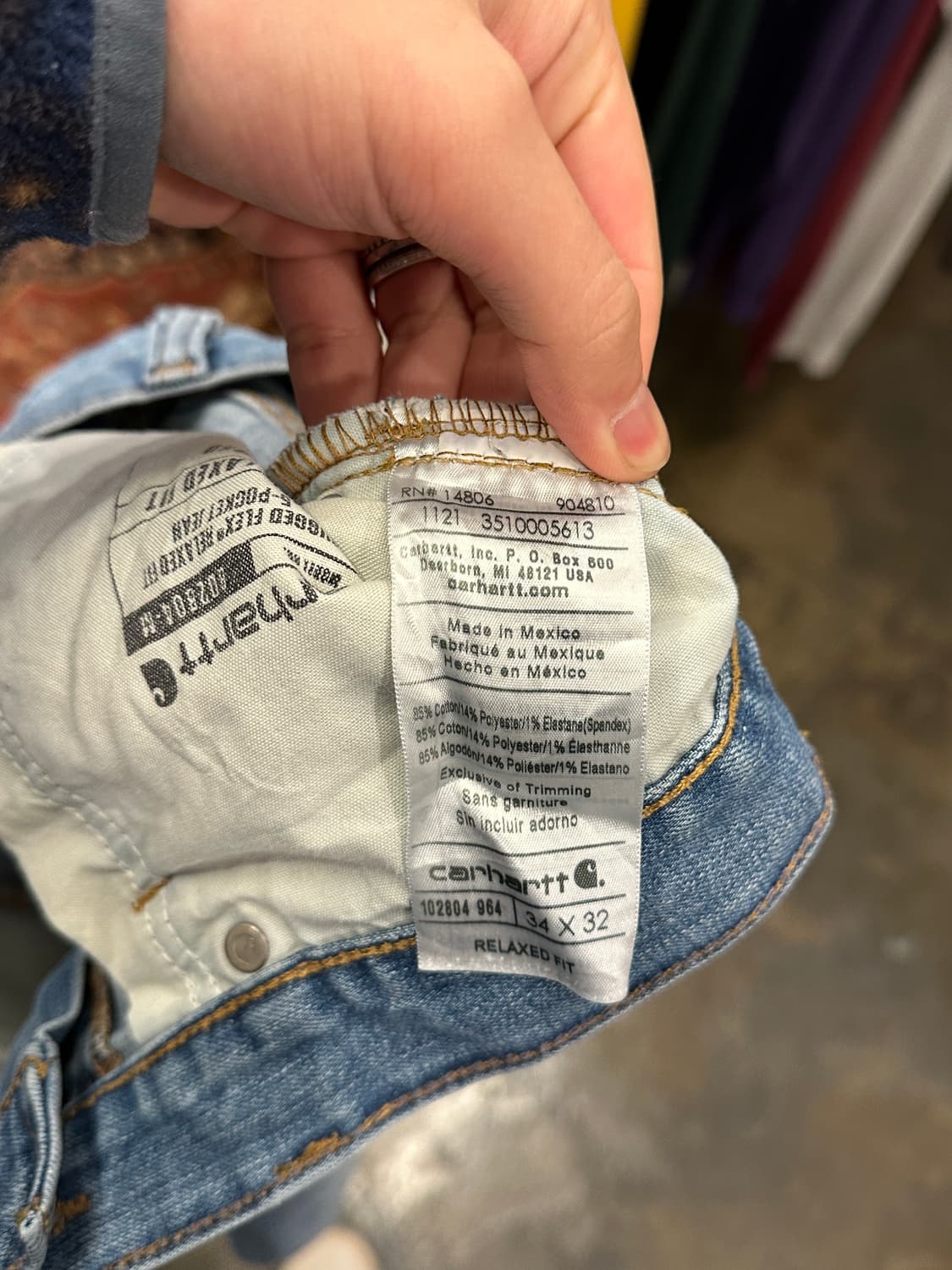 칼하트 러그드 플렉스 릴렉스드핏 데님팬츠 34x32 상품이미지6