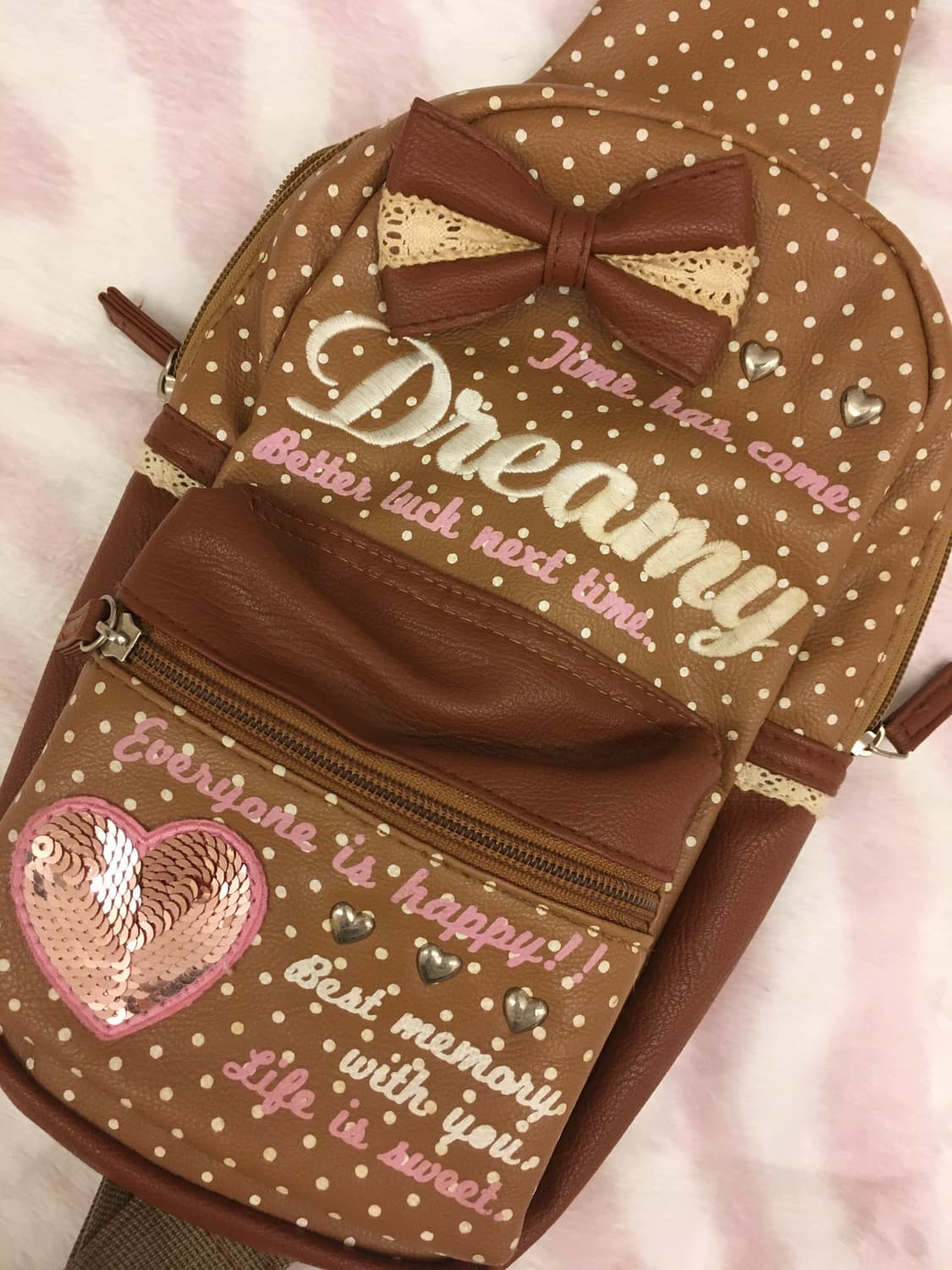 Dreamy 쿠키 도트 바디백 라떼갸루 땡땡이 핀터레스트 슬링백 상품이미지4