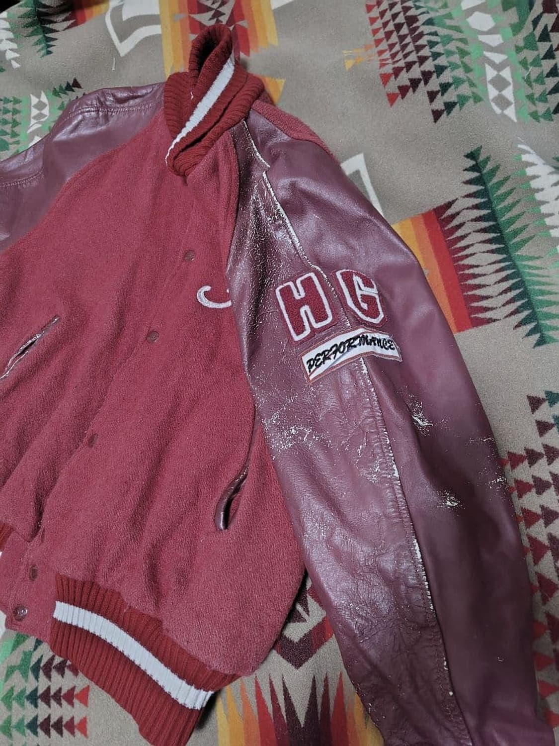 히스테릭 글래머 X 휴잇 빈티지 레더 바시티 자켓 상품이미지7