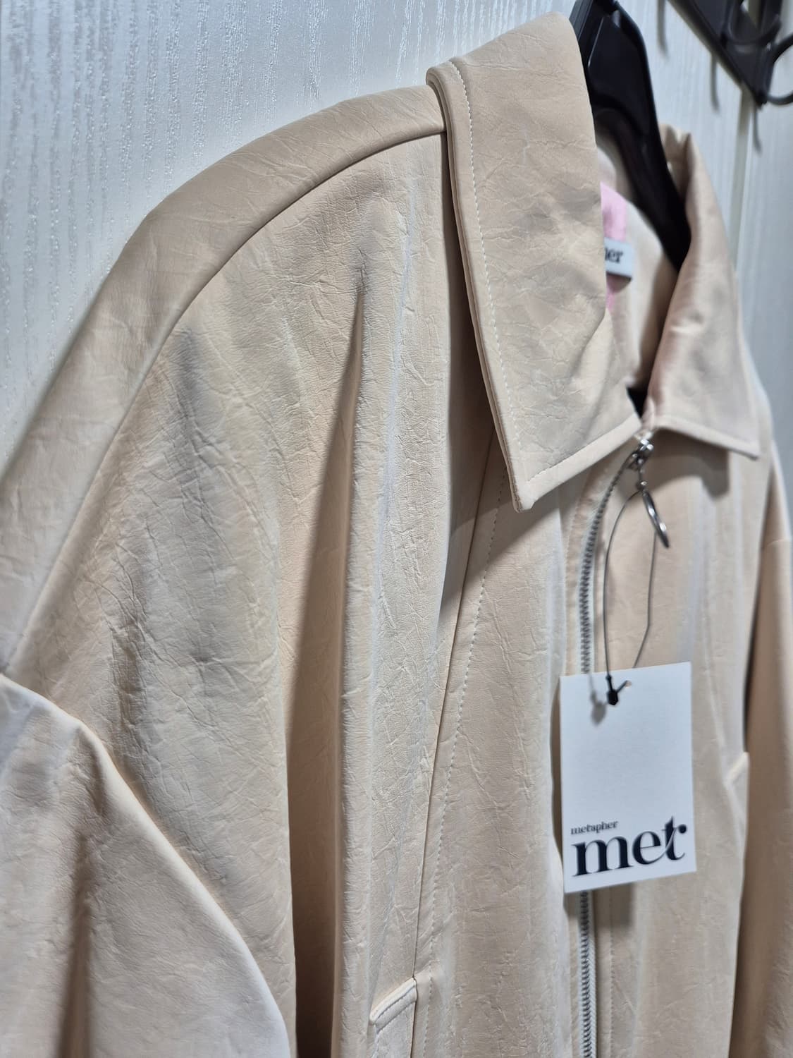 (타임세일)(새상품)metapher 크랙레더 재킷 아이보리 상품이미지7