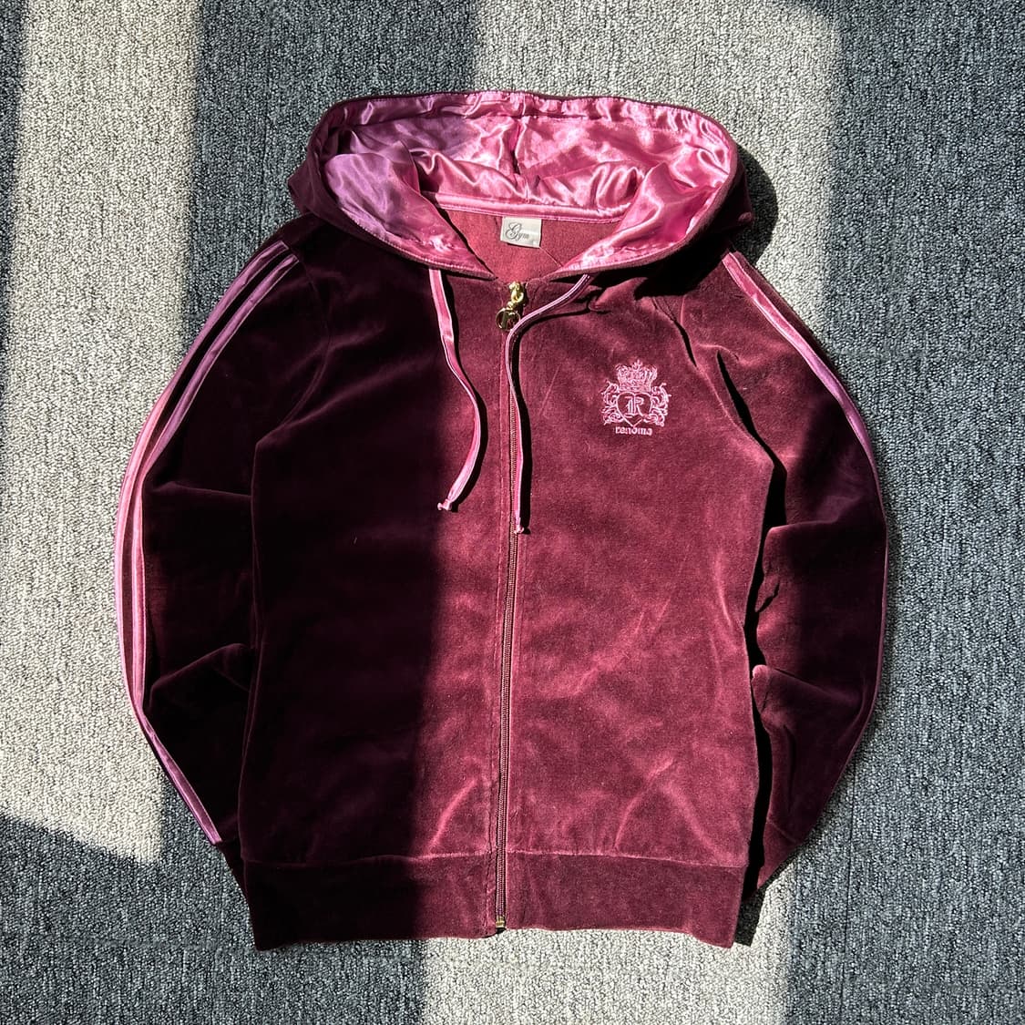 레노마 버건디 벨벳 후드집업 상품이미지1