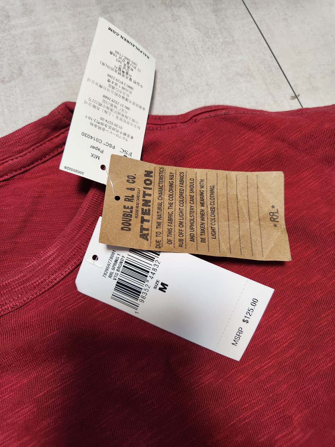 [M 새상품] RRL 바이크 티셔츠 레드 버건디 상품이미지4