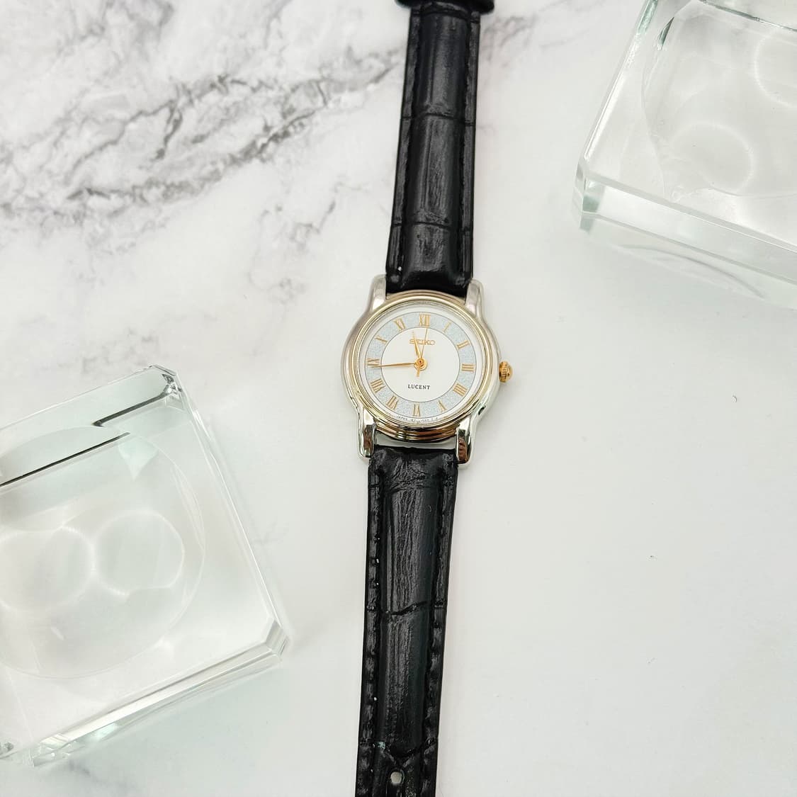 80s90s 빈티지 세이코 루센트 블루 샌드 다이얼 콤비 워치 상품이미지7