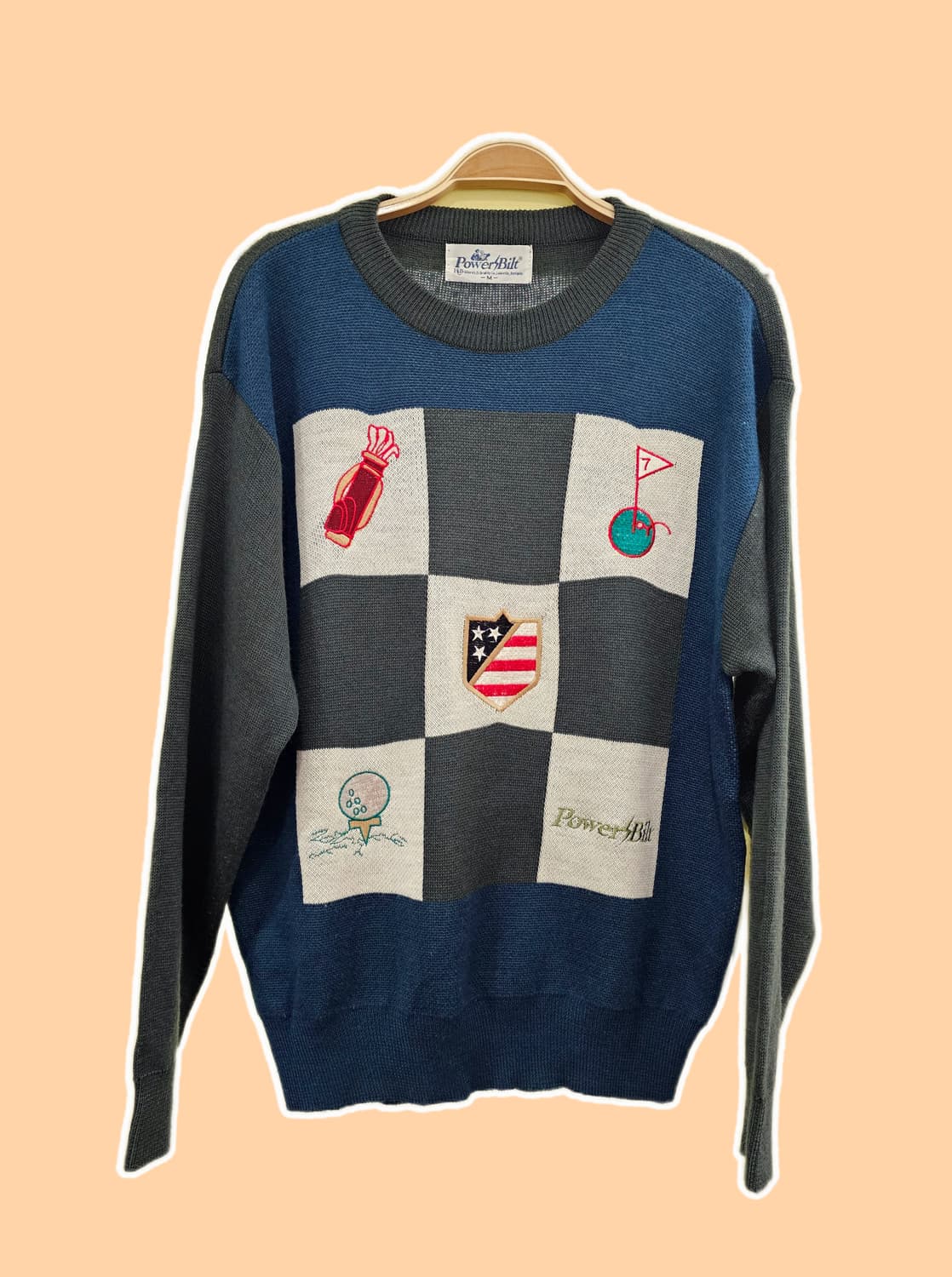 USA 80's PowerBilt 골프자수 울 니트 상품이미지1