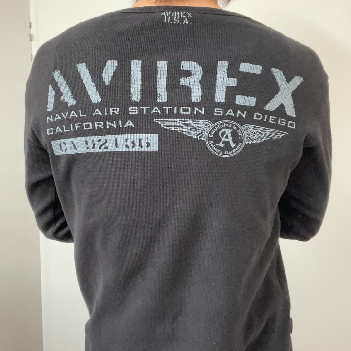 AVIREX BLACK RIBBED KNIT LONG SLEEVE 상품이미지1