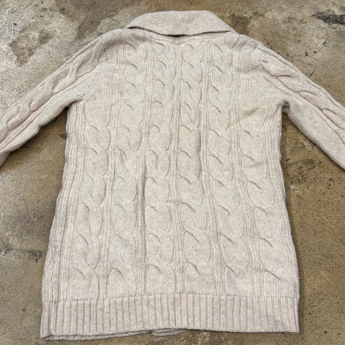 [정품/XS] 타미힐피거 데님 케이블 니트 가디건 아이보리 b19 상품이미지4