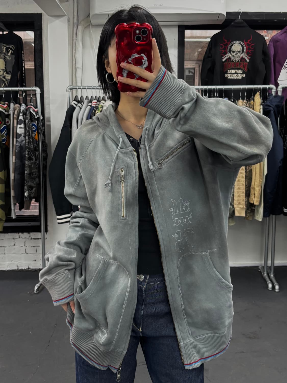 디젤 워시드 그레이 후드집업 상품이미지3