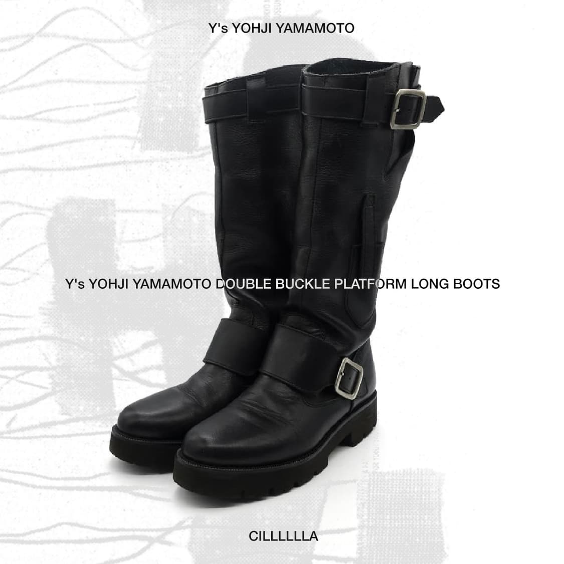 [3,250] Y's 와이즈 요지야마모토 더블버클 플랫폼 롱부츠 상품이미지1