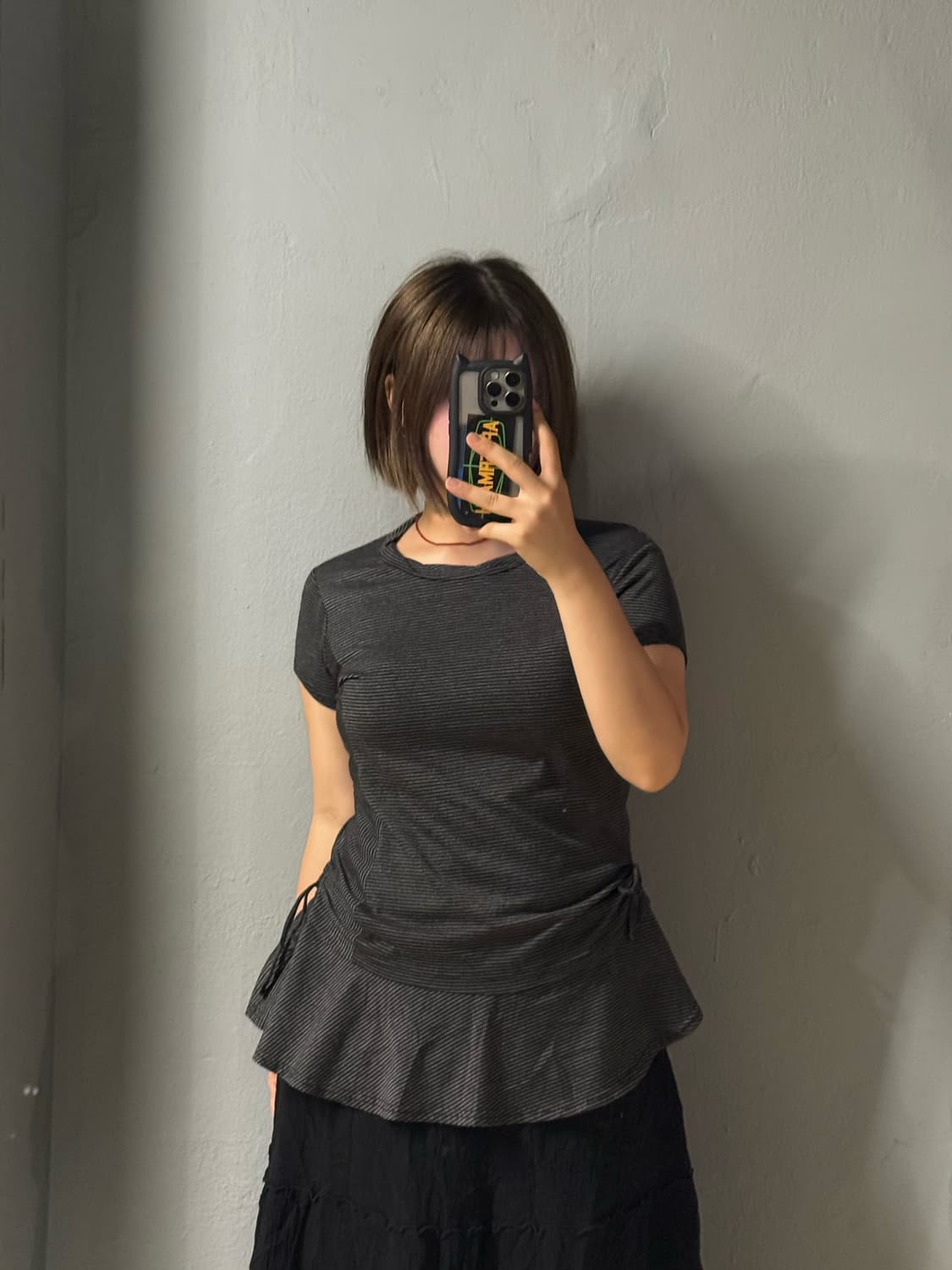 shirring detail stripe pattern top  상품이미지1