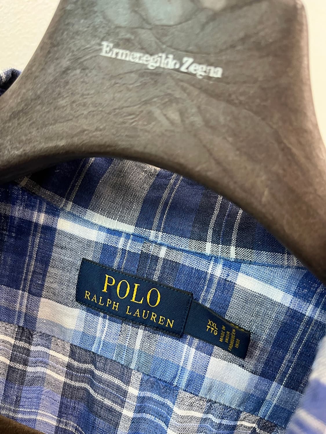 120) 폴로 신형 블루 체크 린넨셔츠 상품이미지7