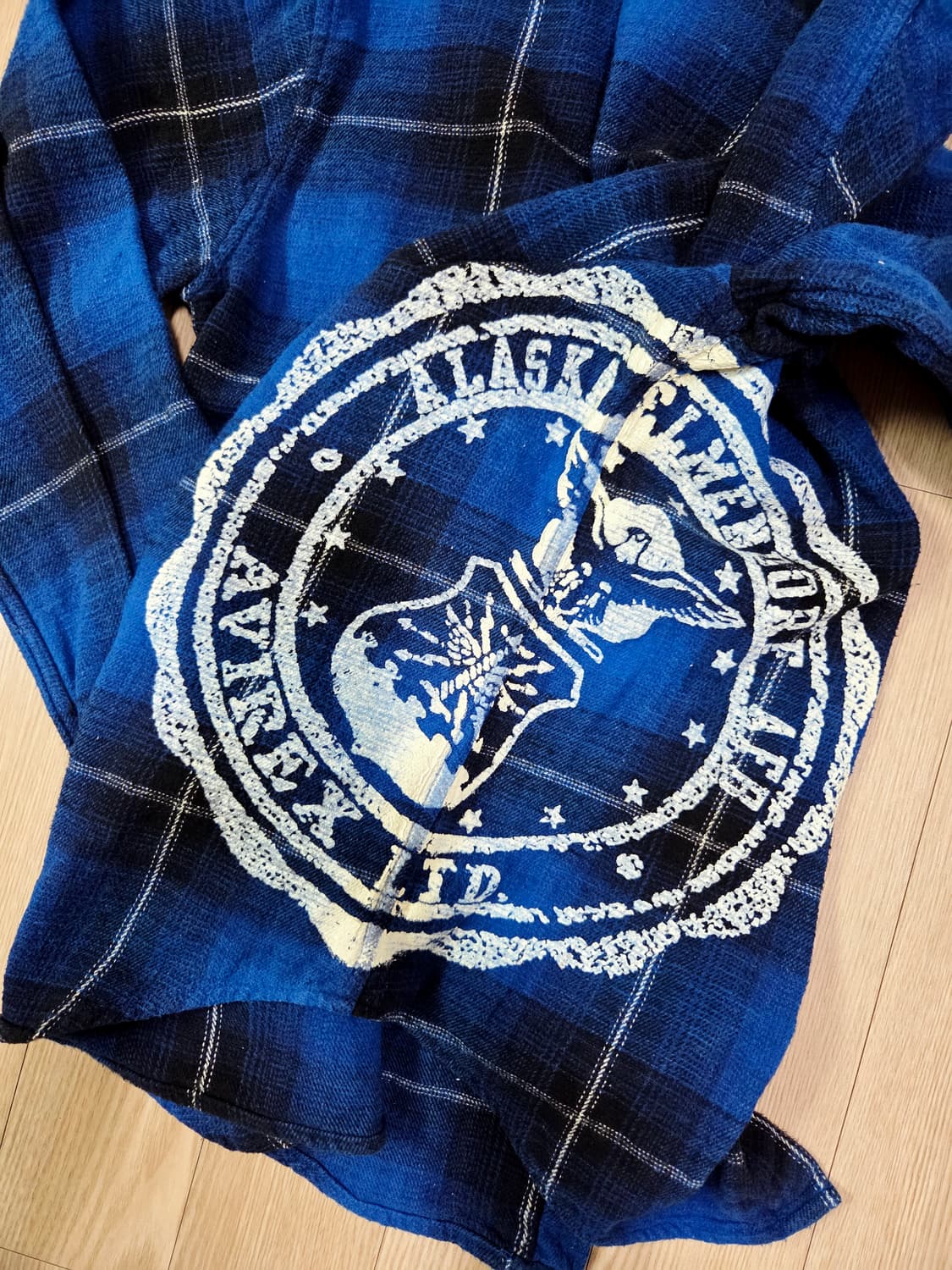 아비렉스 블루 체크 프린트 플란넬 셔츠 상품이미지6