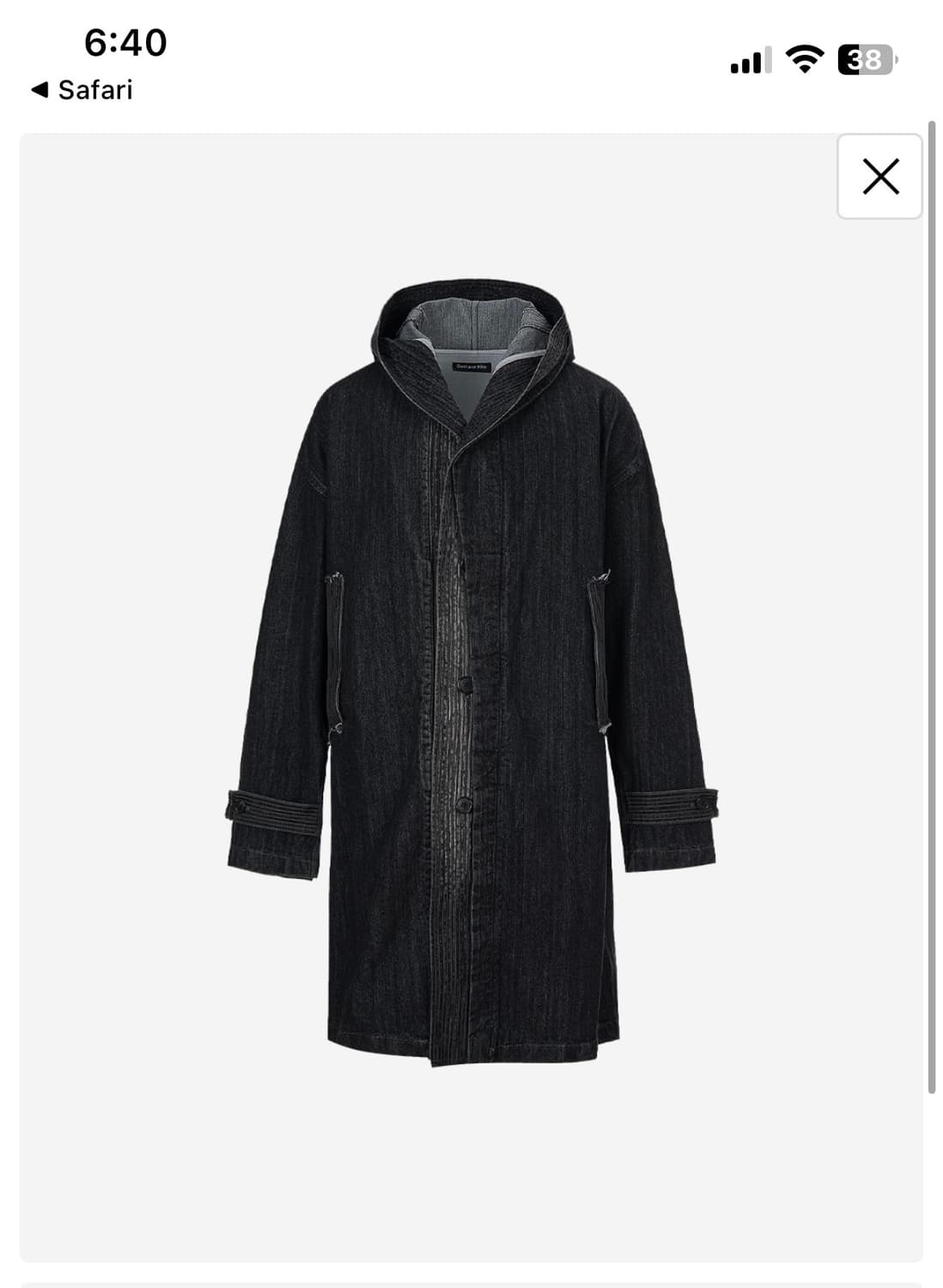 코스트퍼킬로 데님 후드 블랙 롱 코트 상품이미지2