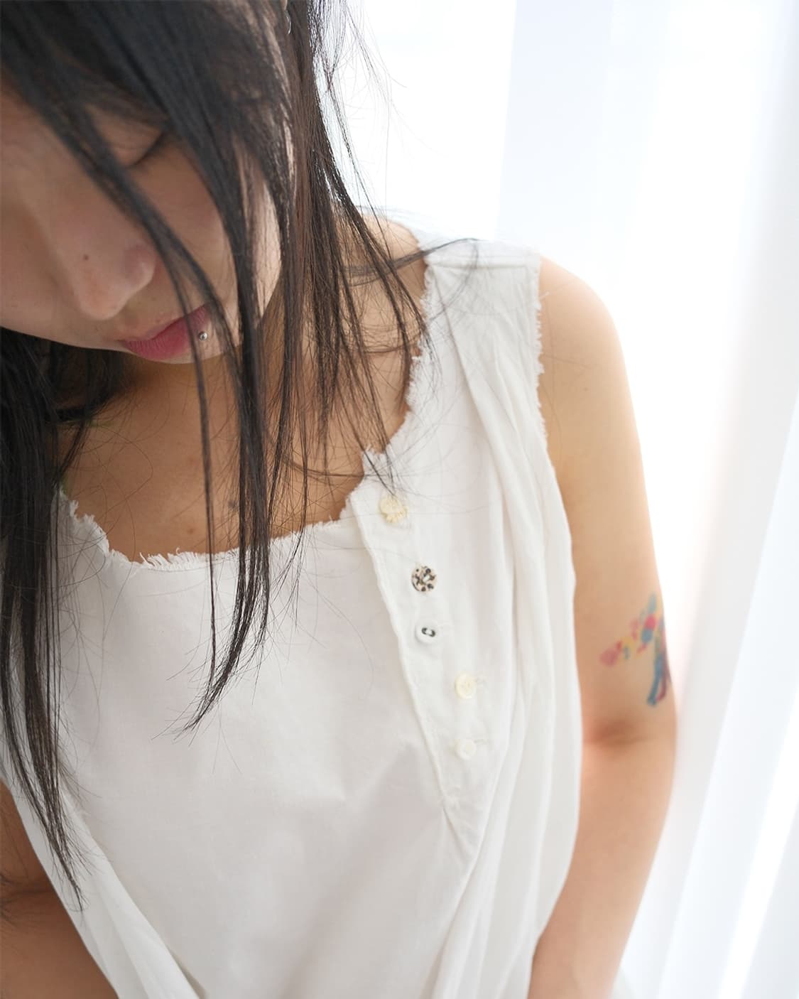 Skull button drape sleeveless 상품이미지2