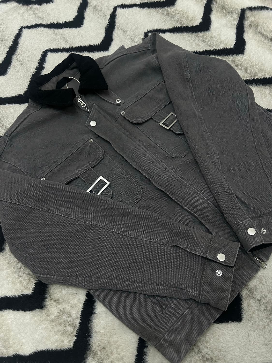 [L]트일리온 스톤워싱 버클 워크자켓 상품이미지1