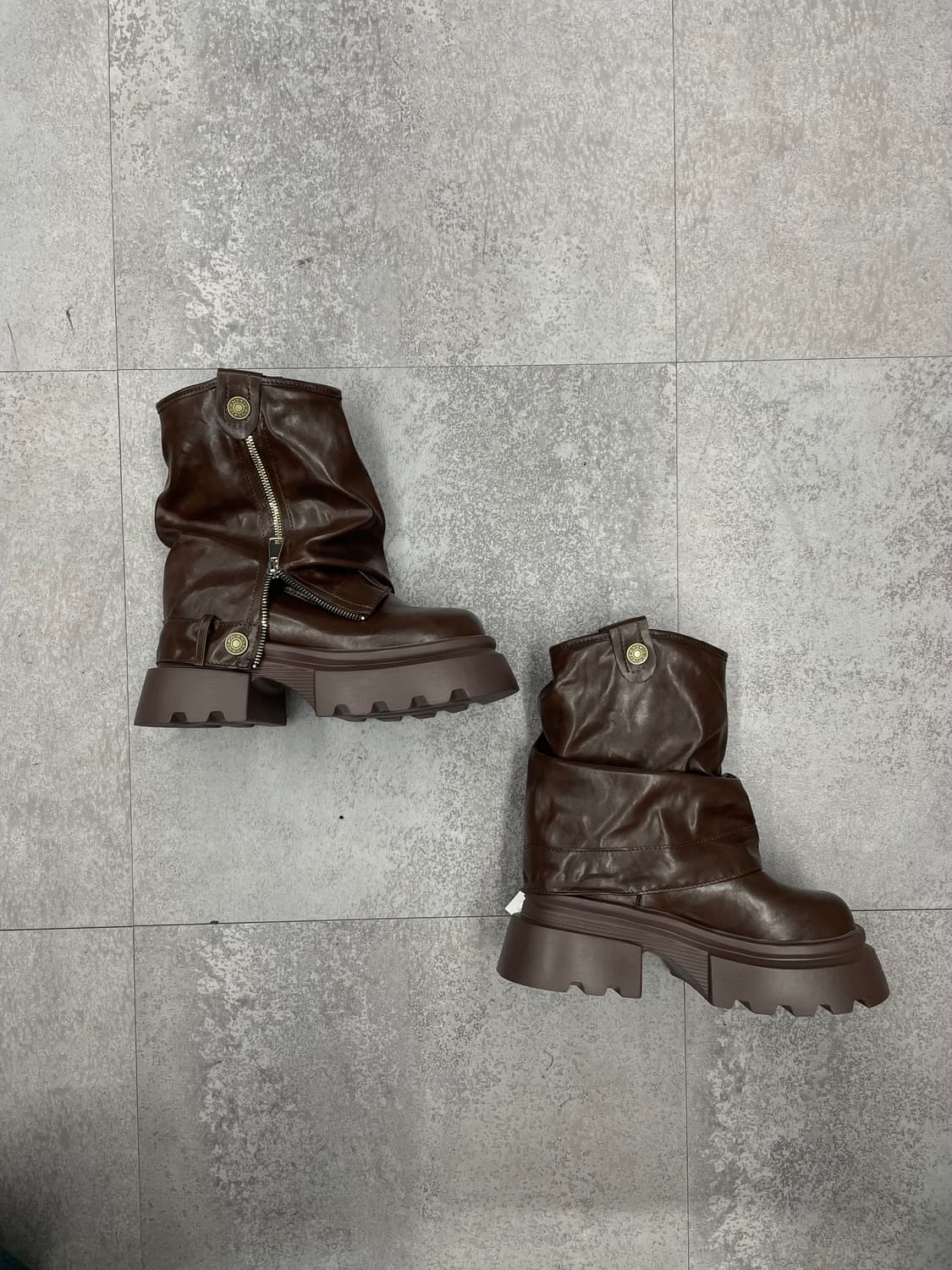 빈티지 y2k 투웨이 양털 브라운 미들 부츠 H1807 상품이미지2