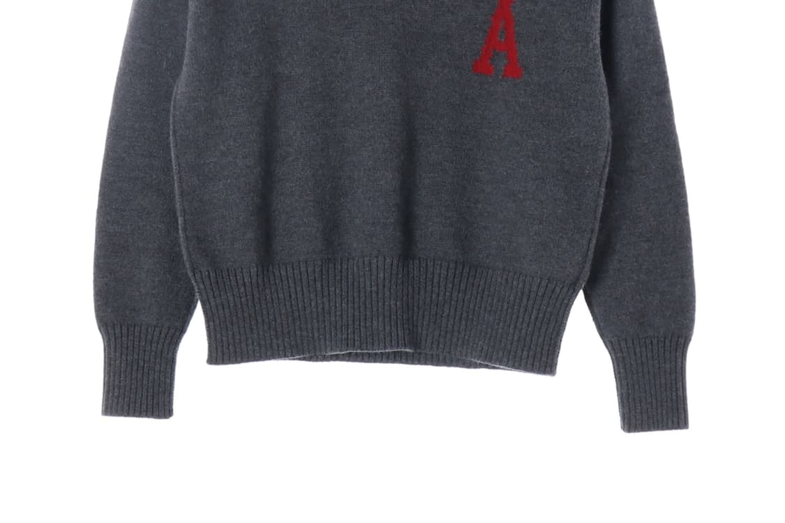 AMI 아미 울100% 빅 하트 로고 퍼넬 넥 인타르시아 니트 스웨터 X 상품이미지4