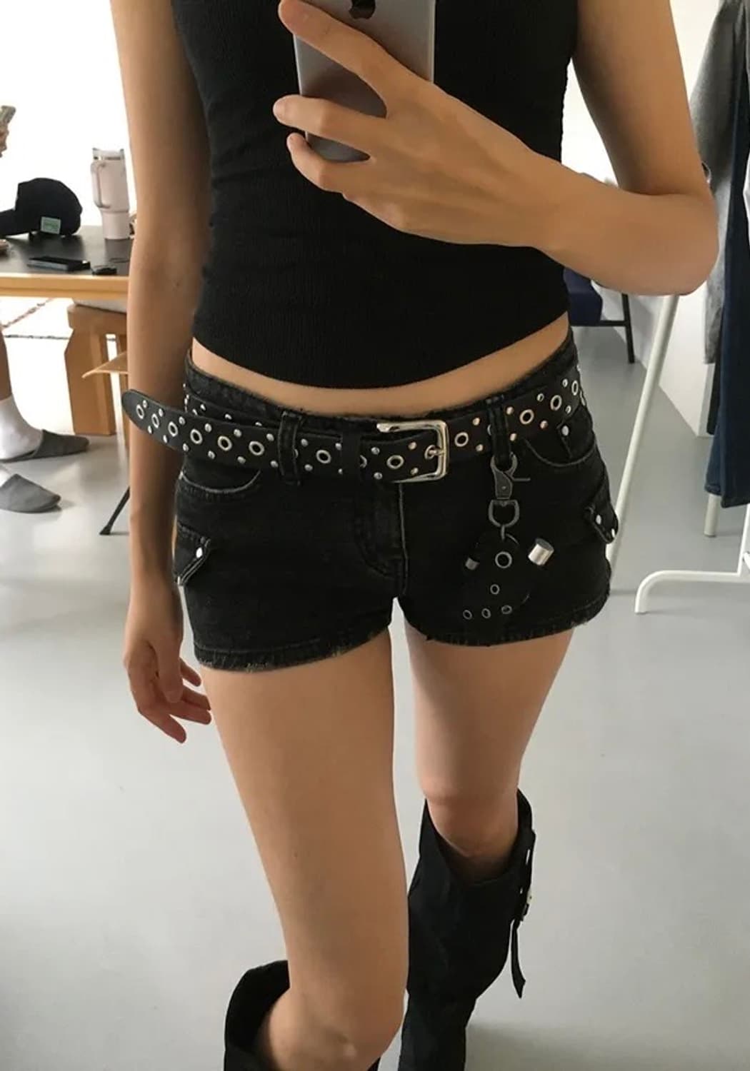 y2k 데님 숏팬츠 흑청 상품이미지1