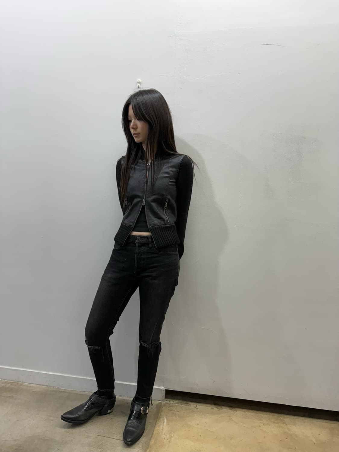 아르마니 레더&니트 크롭 투웨이 집업 상품이미지7