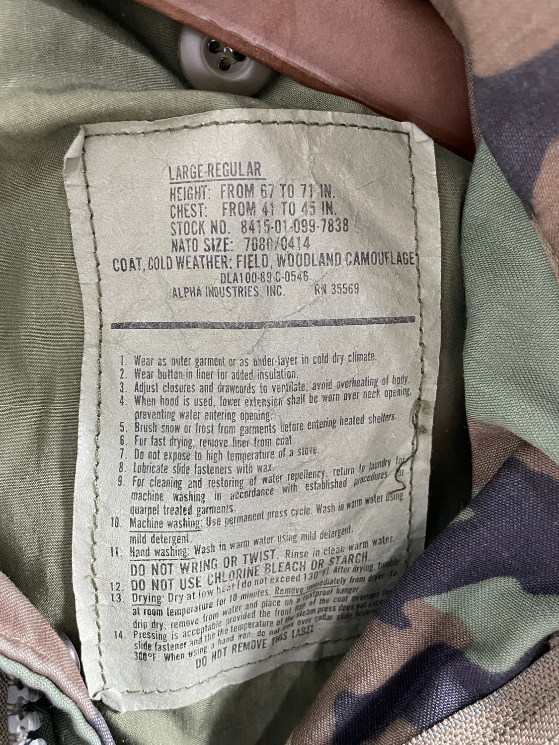 알파 인더스트리 m-65 필드자켓  L/R 상품이미지3