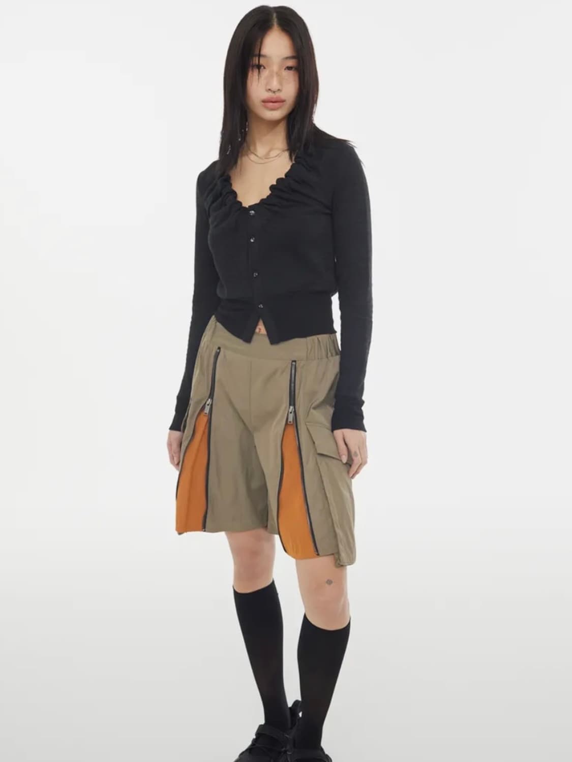 유틸리티 더블 집 버뮤다 쇼츠 카키 상품이미지1