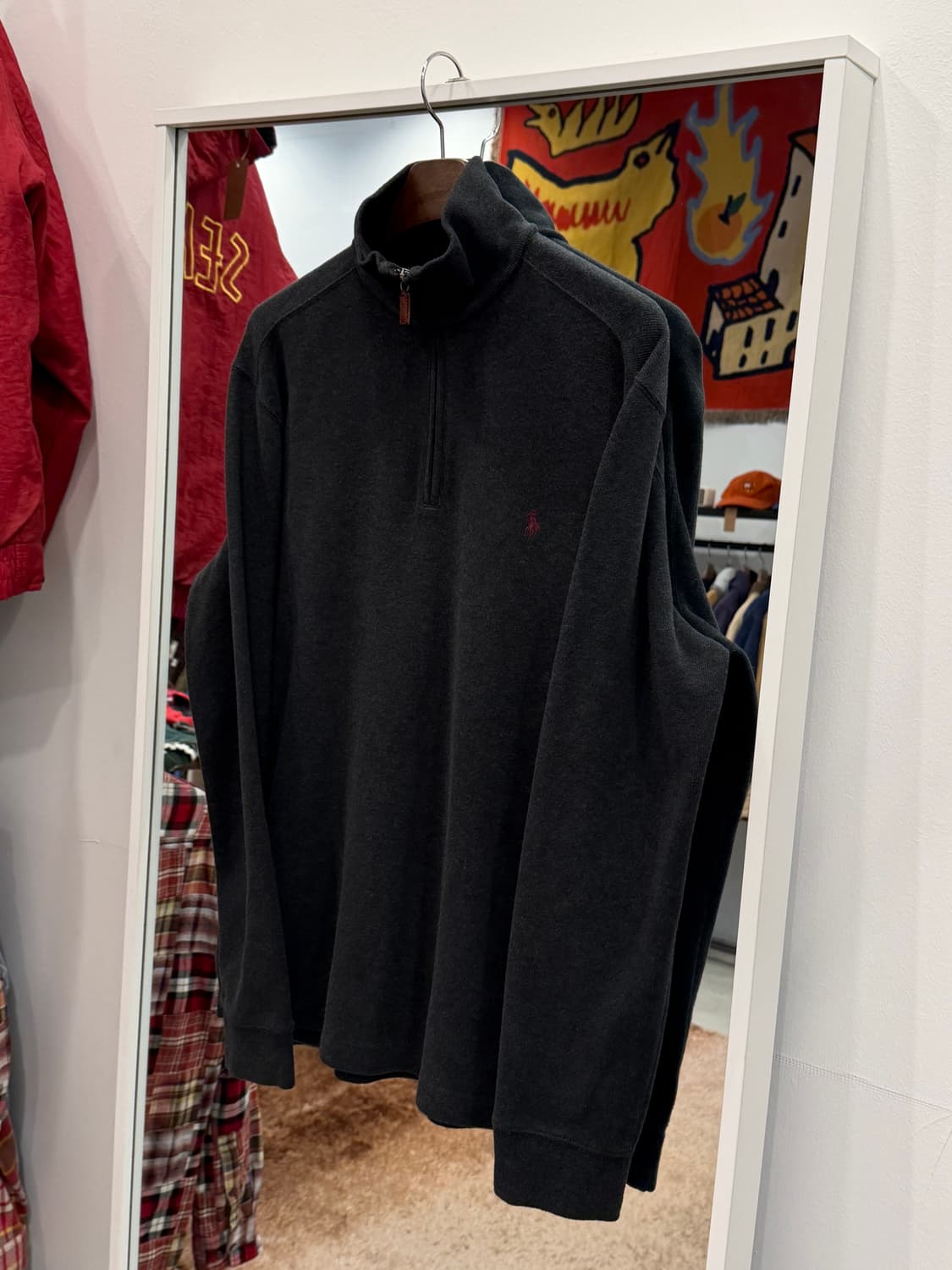 Polo RL 폴로 랄프로렌 하프넥 쿼터 집업 니트 (chacoal) 상품이미지1