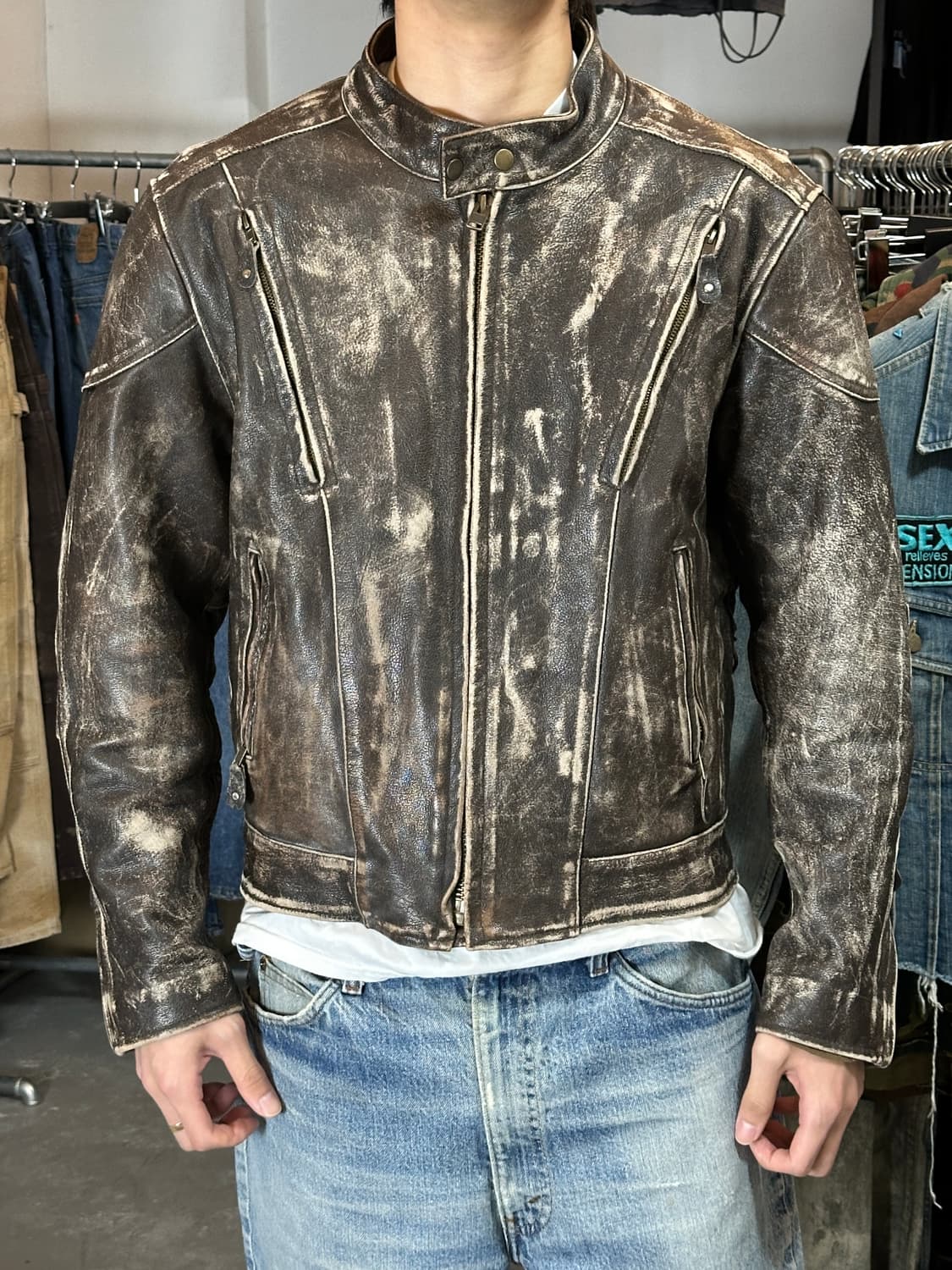 00's 빈티지 디스 레더 자켓 빈티지 레더 자켓 라이더 상품이미지10