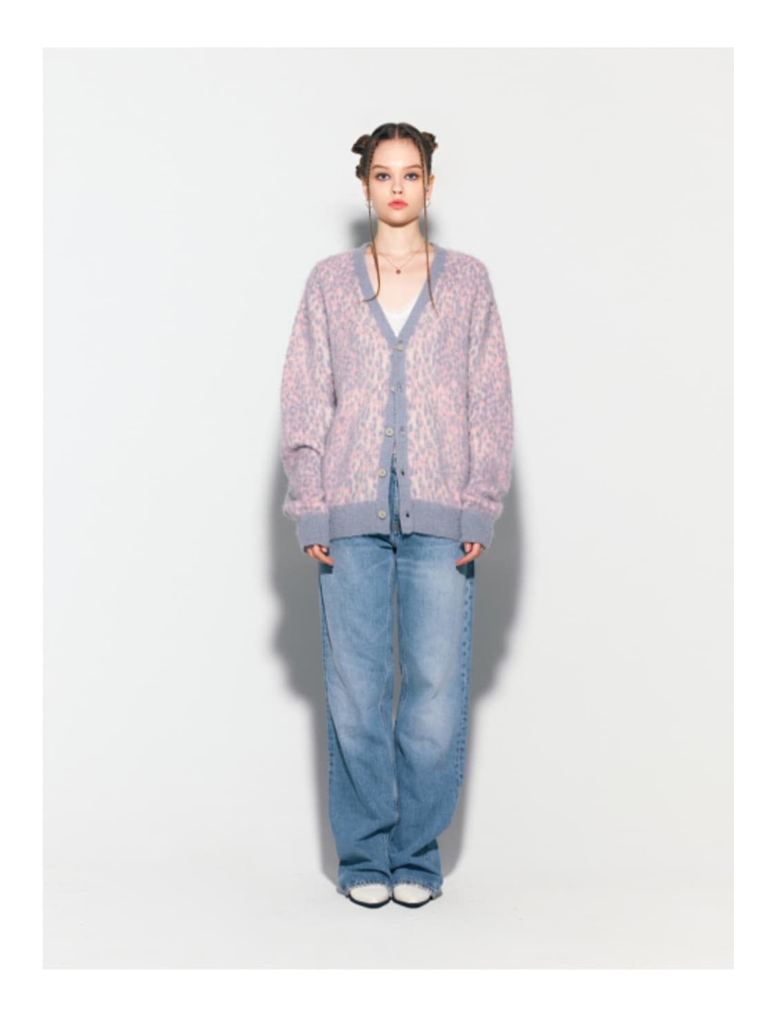 에즈이프 캘리 가디건 LEOPARD KNIT CARDIGAN PINK 상품이미지2