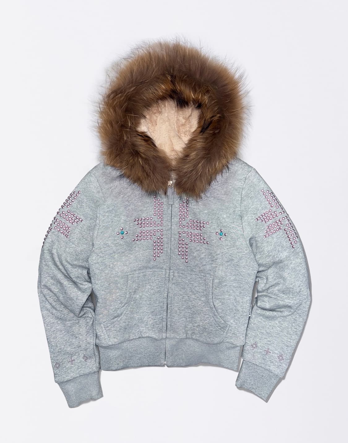 무배) 새상품 미개봉 퍼 트리밍 후드집업 멜란지 그레이 스컬프터 상품이미지1