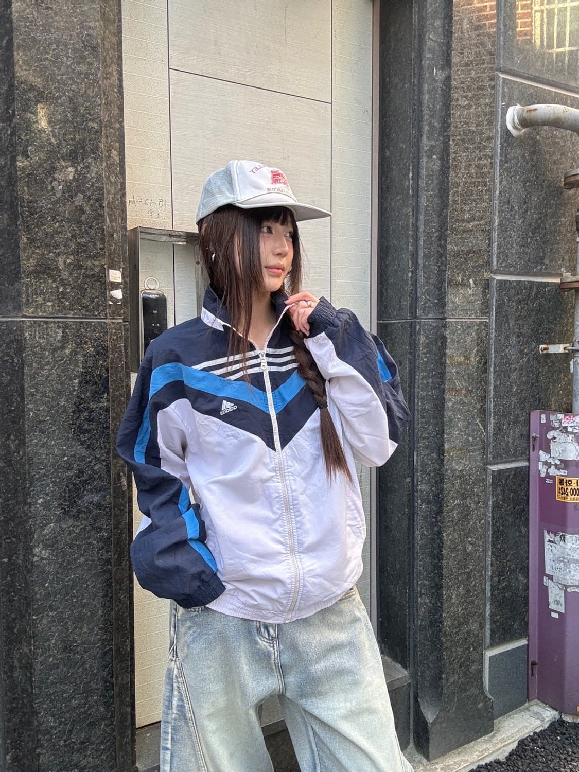 90s 올드스쿨 ADIDAS 배색 바람막이 점퍼 상품이미지2