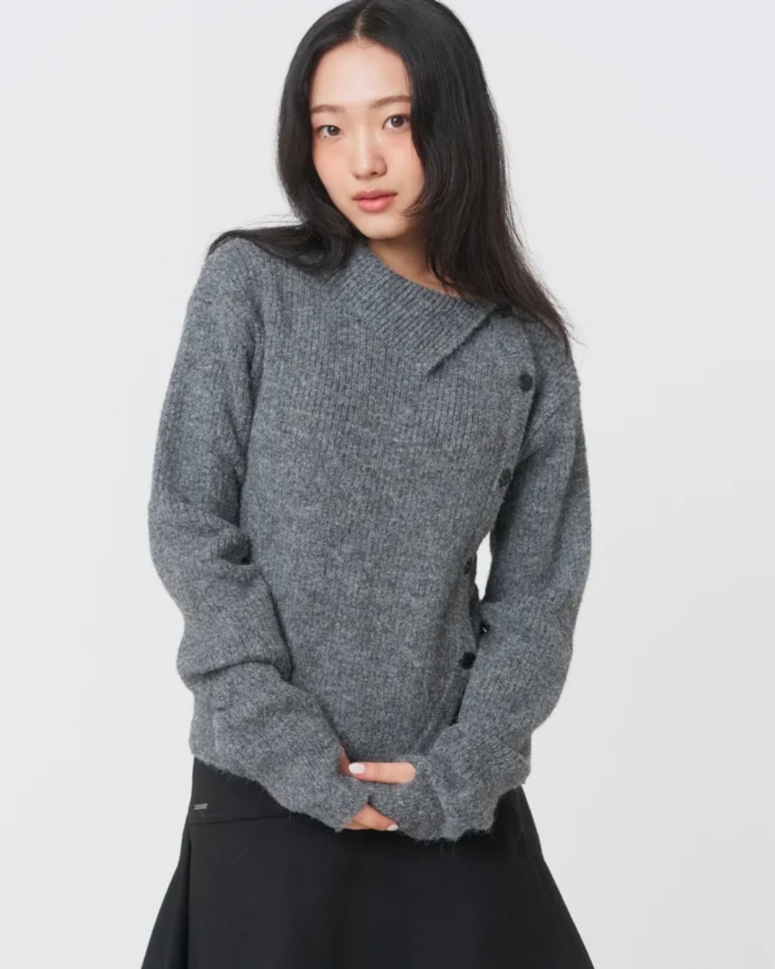 미세키서울 Side button knit GREY 상품이미지3