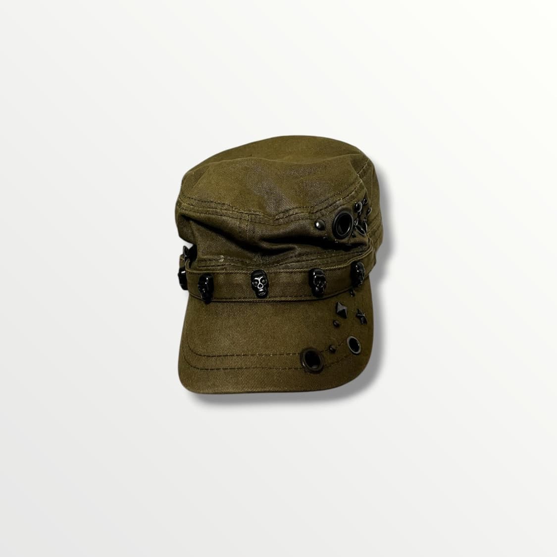 Olive Studded Military Cap 상품이미지1