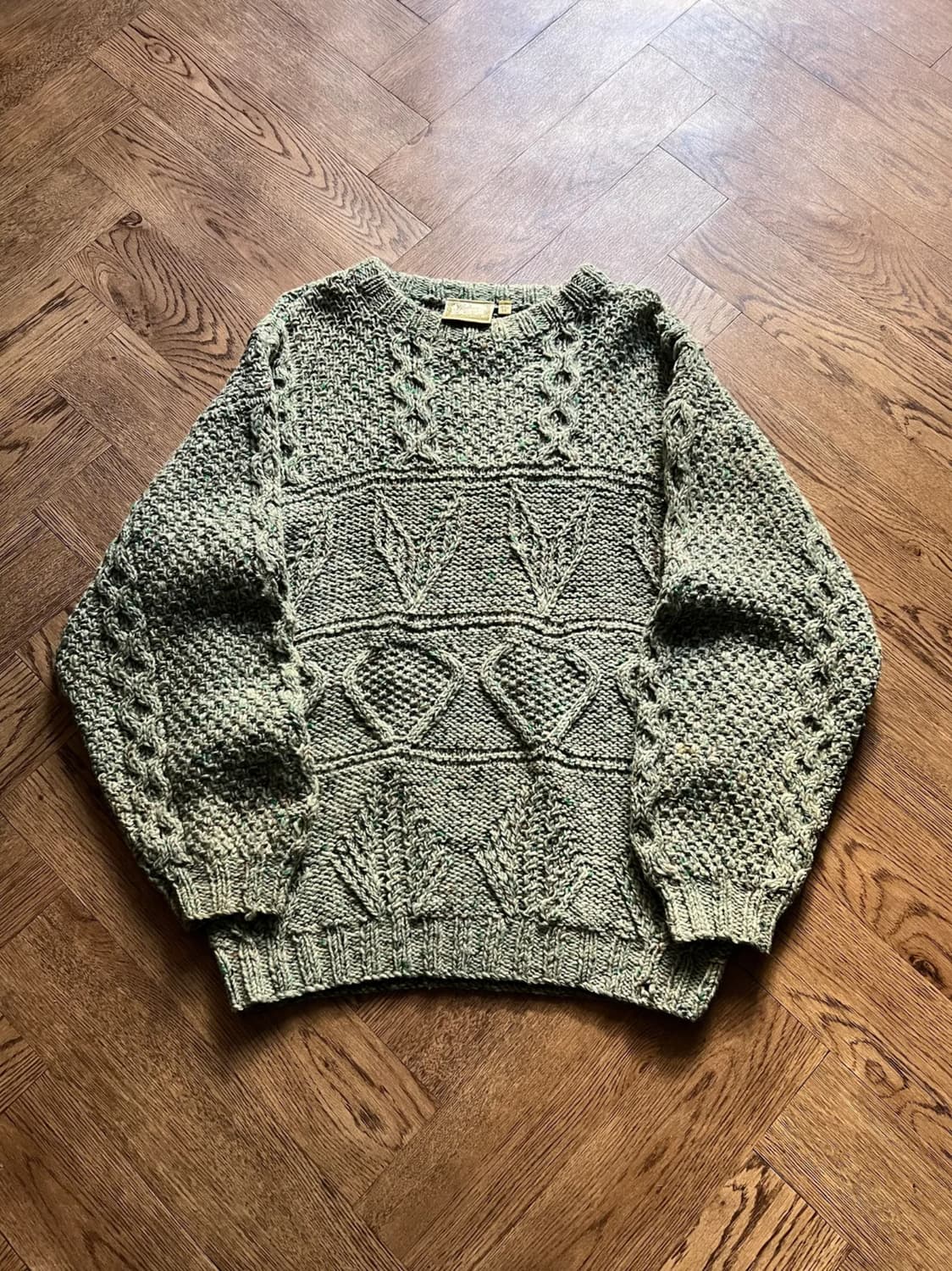 [M]90's 아일랜드제 핸드메이드 보카시 피셔맨 스웨터 상품이미지1