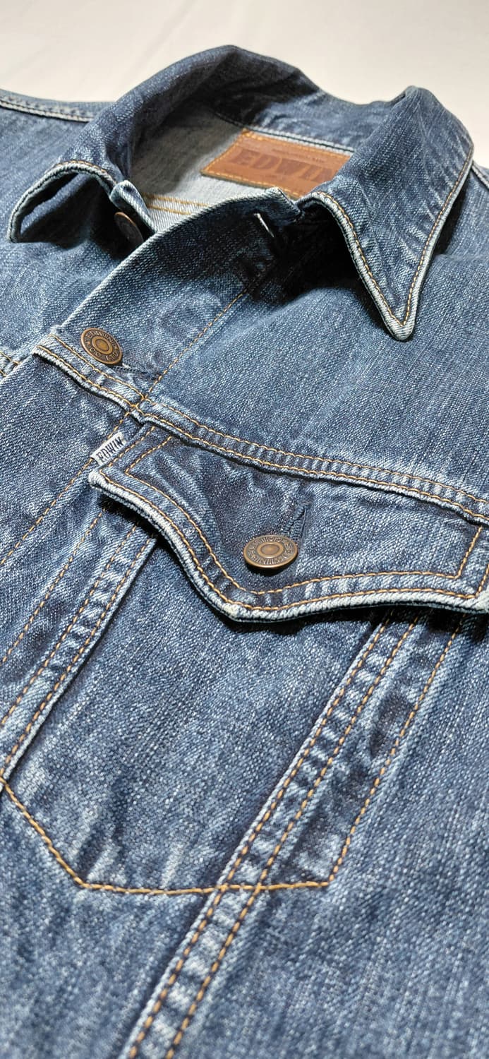 [L] 에드윈(EDWIN) 인터내셔널 베이직 데님 자켓 - 클래식 중청 상품이미지7