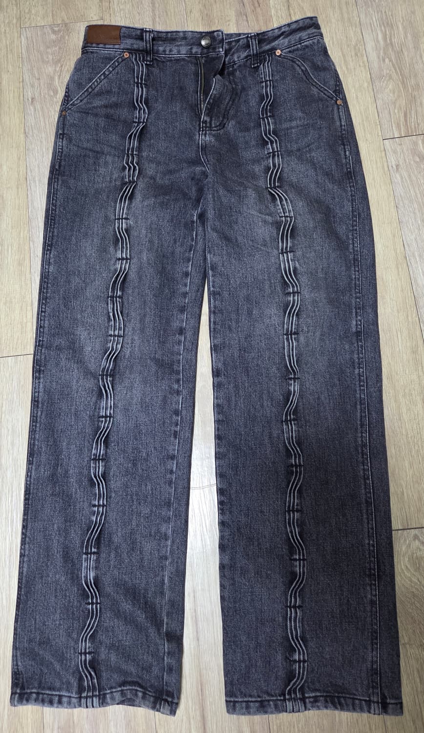 앤더슨벨 웨이브 와이드 레그 진 흑청바지 31 상품이미지1