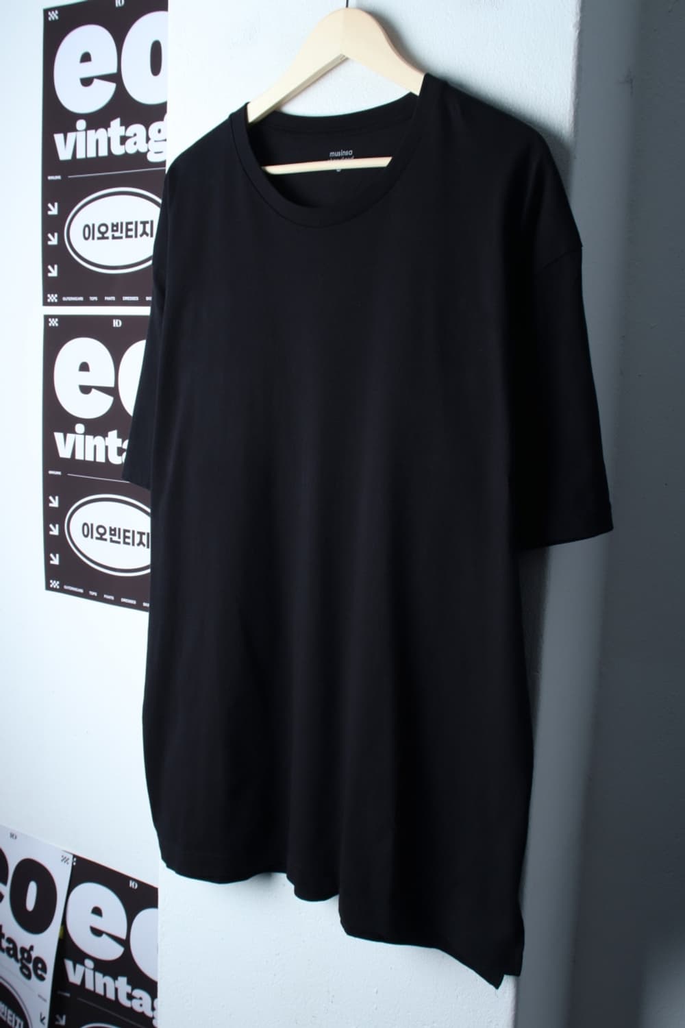 (L-2XL) 무신사 스탠다드 반팔 티셔츠 오버핏 무지 블랙-H33144 상품이미지1
