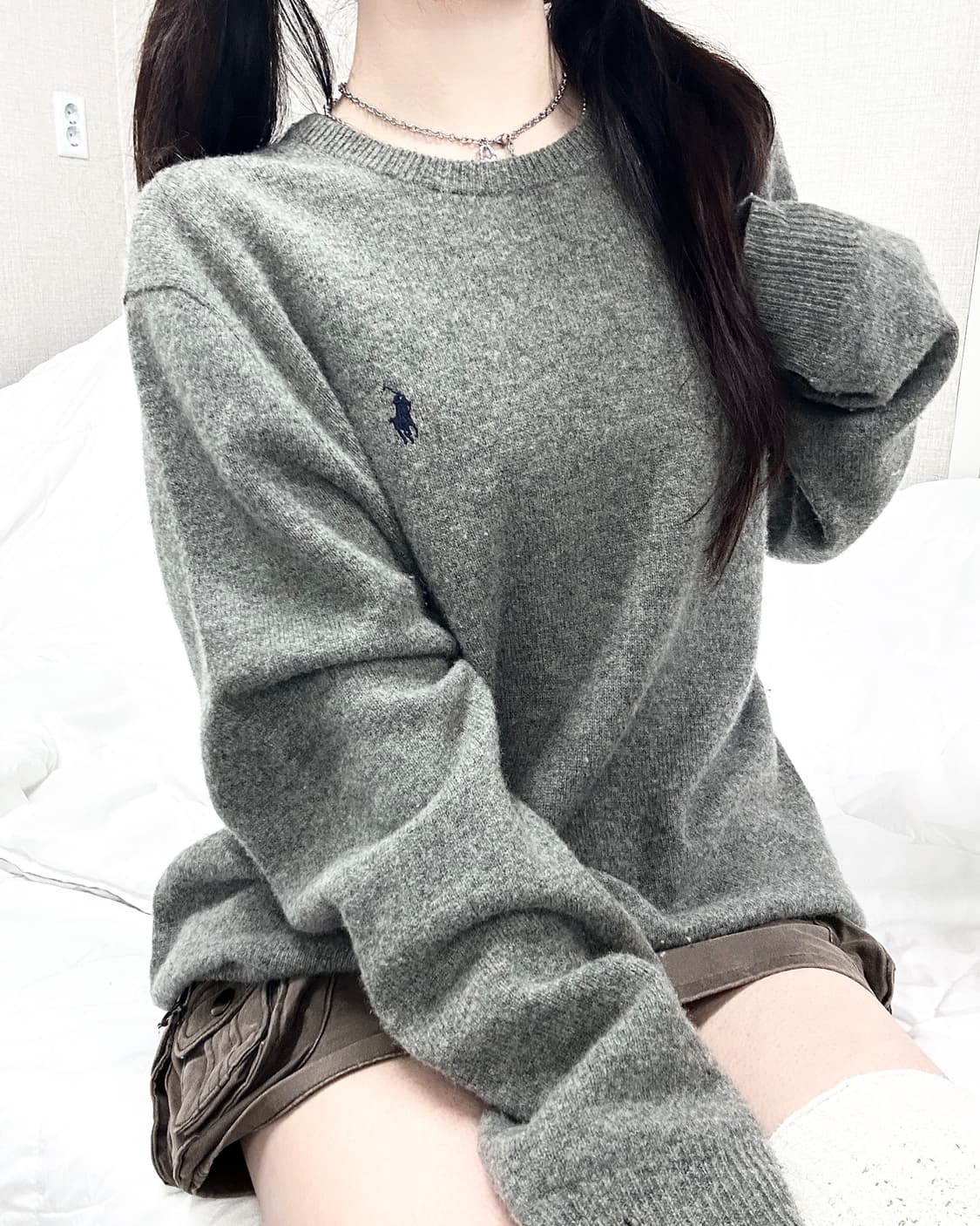 폴로 네이비포니 그레이 램스울 니트 상품이미지3