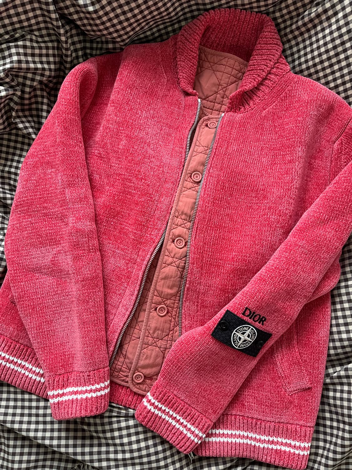 [하루만 이가격] 디올 x 스톤 아일랜드 울블렌드 니트 블루종 자켓 레드 상품이미지1