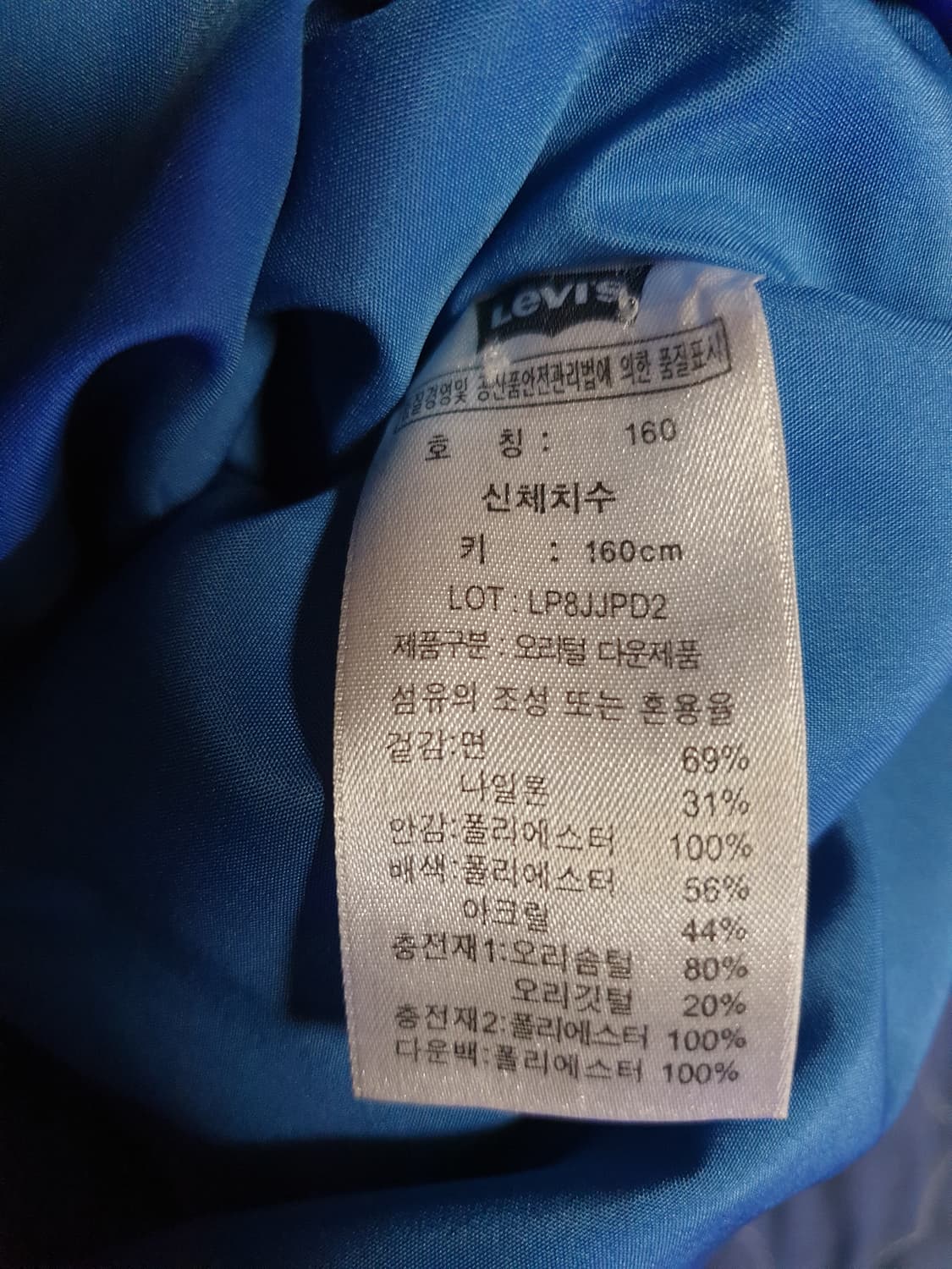 (빈티지)리바이스 사파리 다운 파카 네이비 (M) 상품이미지7