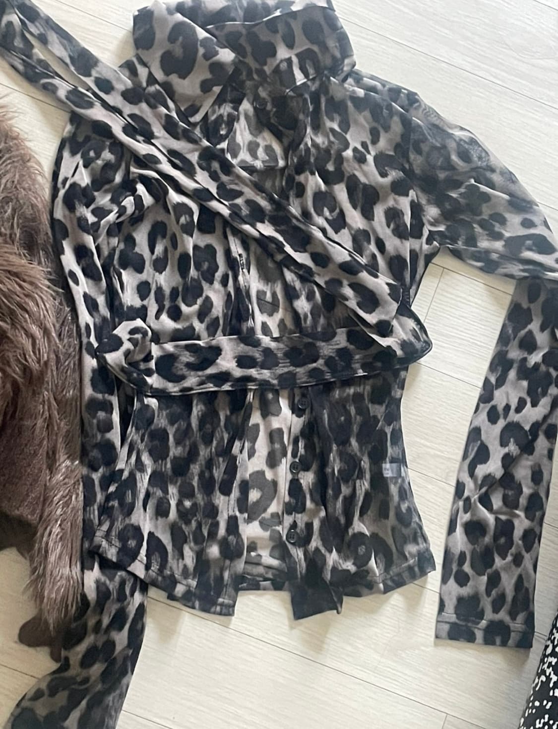 호피블라우스 갸루블라우스 y2k 시스루 일본빈티지 상품이미지2