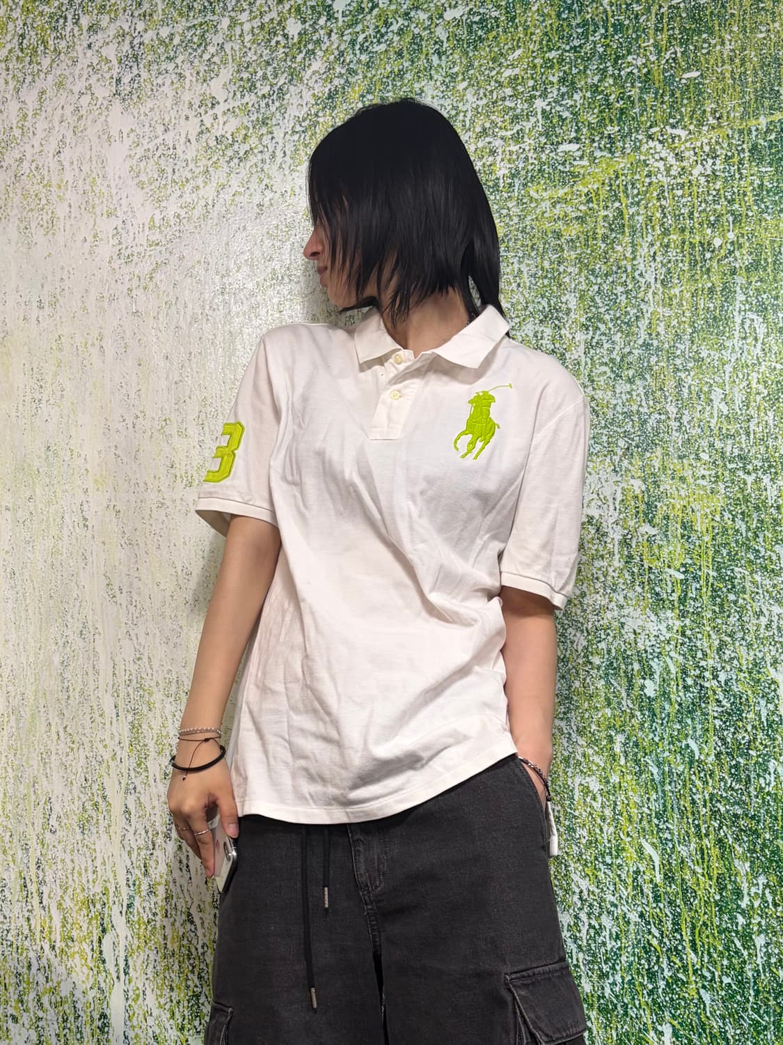 폴로 빅포니 화이트 치프키프 형광 딱붙 반팔 카라 티셔츠 키즈 XL 상품이미지1