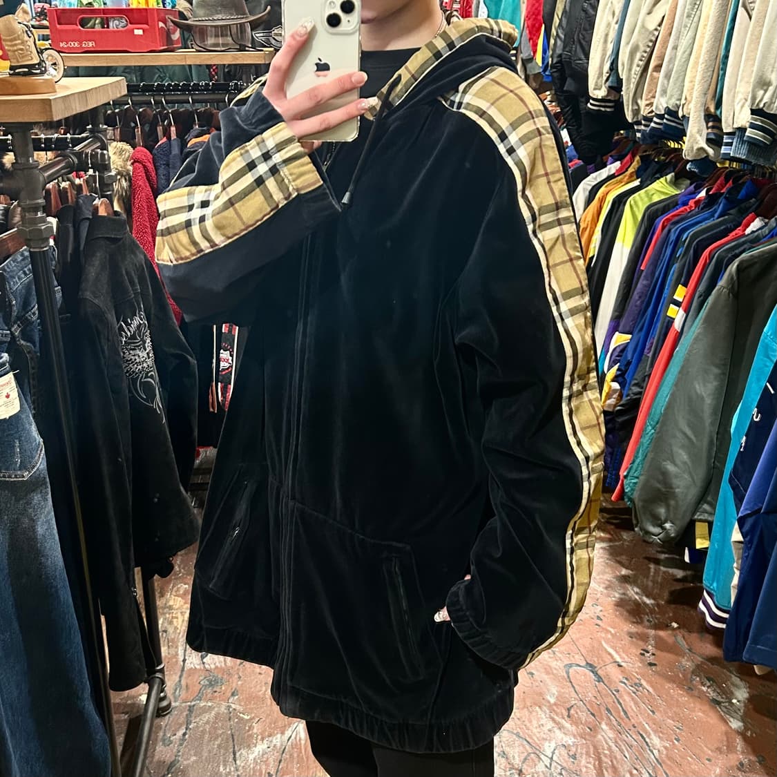 [HI] VTG 벨벳 후드집업 블랙 상품이미지4