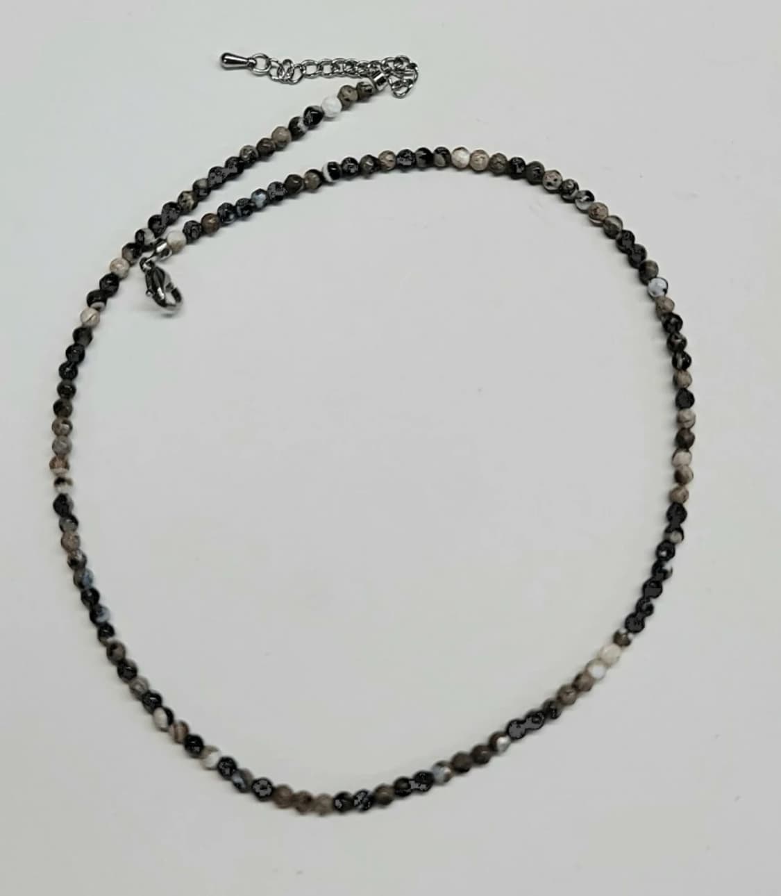 천연 원석 피카소 재스퍼 목걸이 네크리스 초커 블랙그레이화이트 상품이미지1