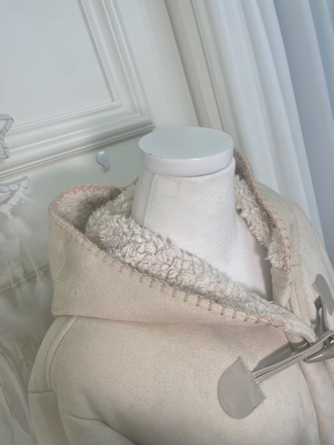 THEORIA cream ivory fur point hoodie coa 상품이미지8