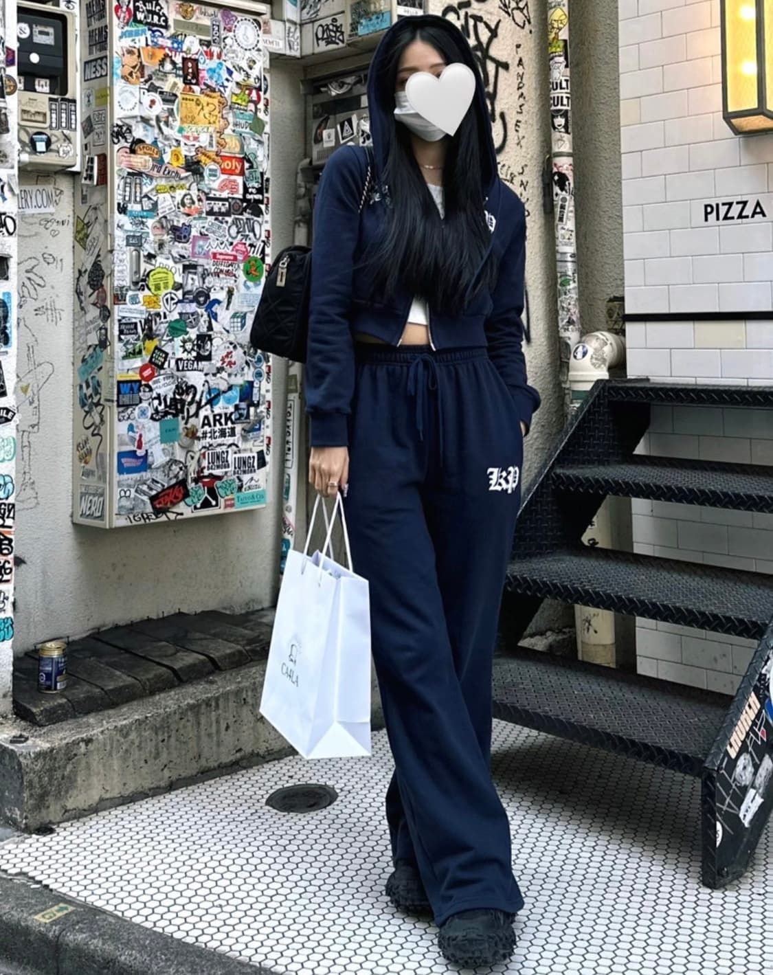 카키포인크 크롬 후드집업 팬츠 세트 네이비 상품이미지2